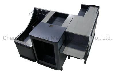 Three Parts Metal Counter Checkout Counter with Stainless Steel Top Cover