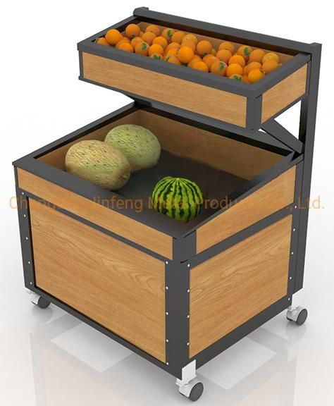 Supermarket Fruit Rack Wood Finished Fashionable Style Stand