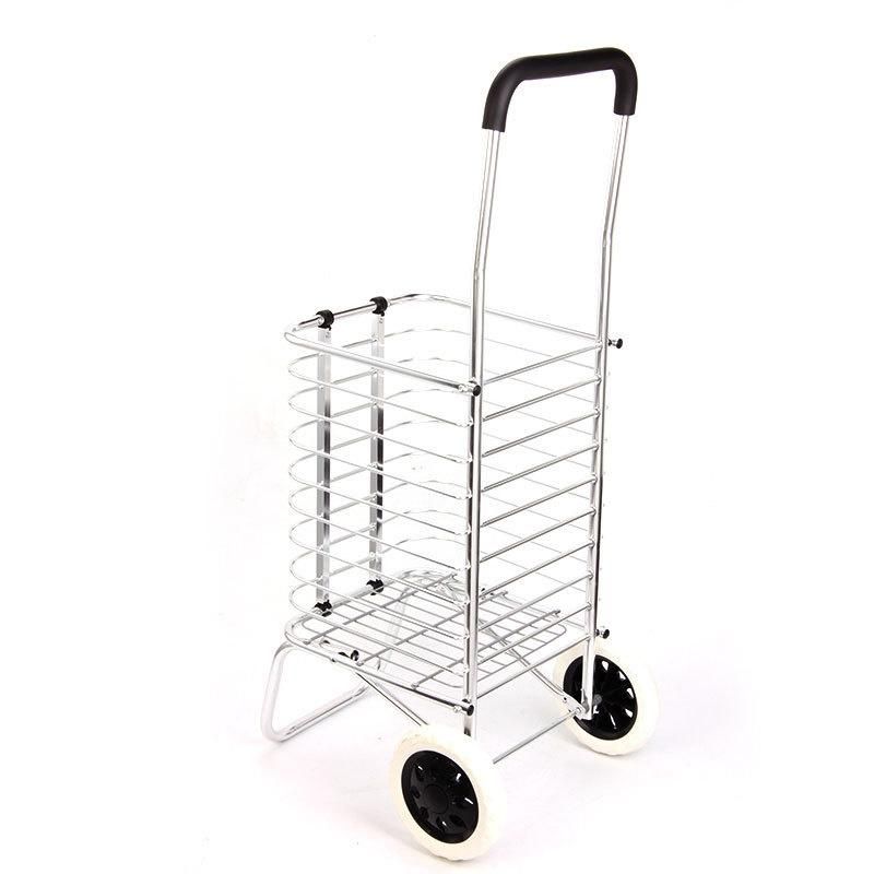 Factory Wholesale Two Wheeled Ultra Light Aluminum Alloy Folding Shopping Cart