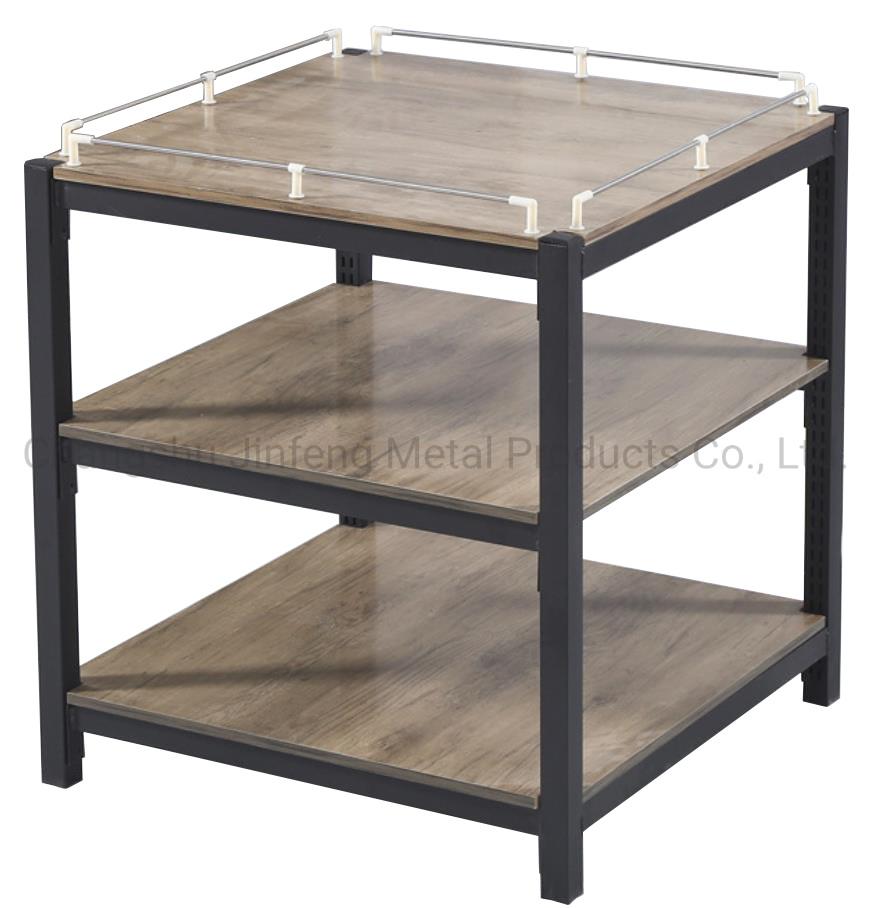 Supermarket Milk Steel-Wood Shelf Convenience Store Beverage Display Stand