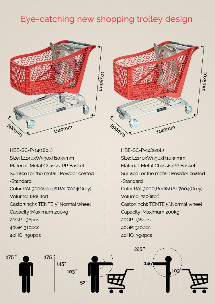 New Design Folding Plastic Shopping Trolley Store Plastic Cart