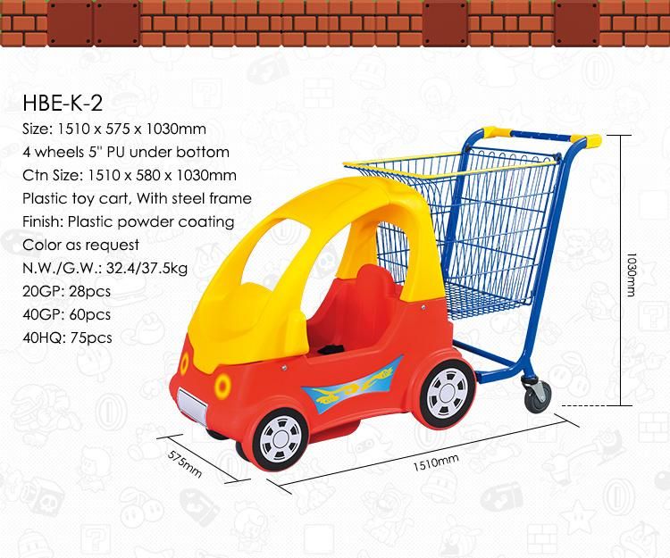 Supermarket Kiddie Shopping Trolley Cart with Plastic Front Car