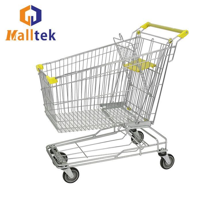 Hot Sale Asian Style Rolling Metal Supermarket Shopping Grocery Trolley Cart