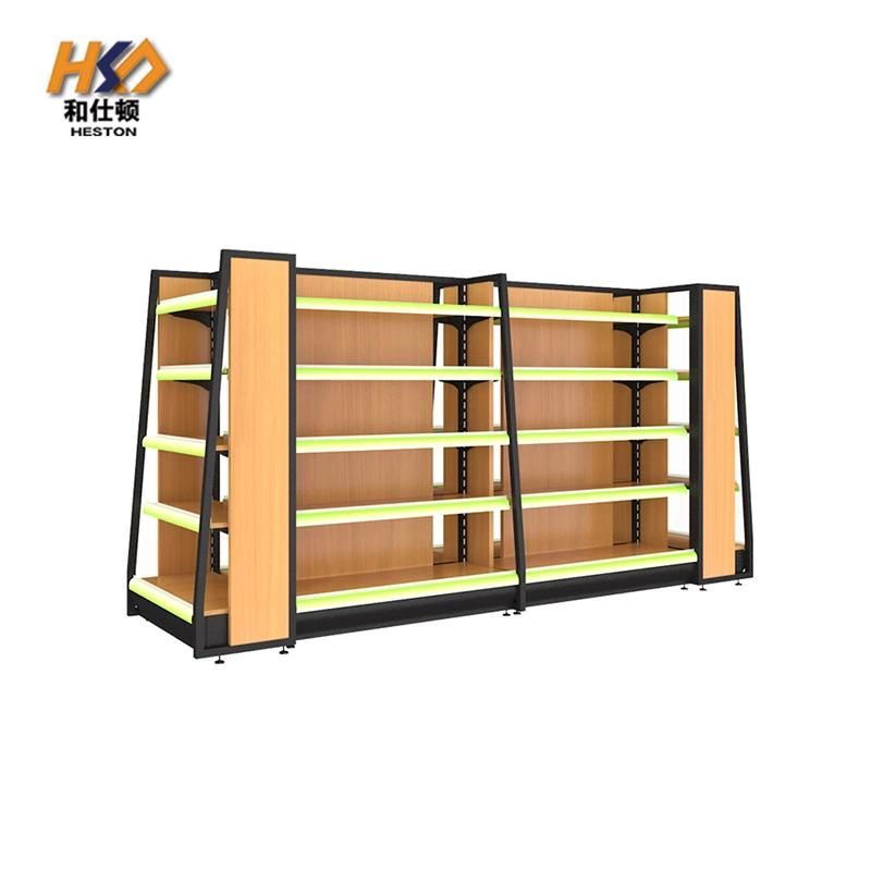 New Style Steel and Wood Material Shelf for Supermarket