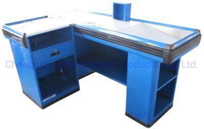 Supermarket Metal Checkout Counter Convenience Store Cashier Table Jf-Cc-051