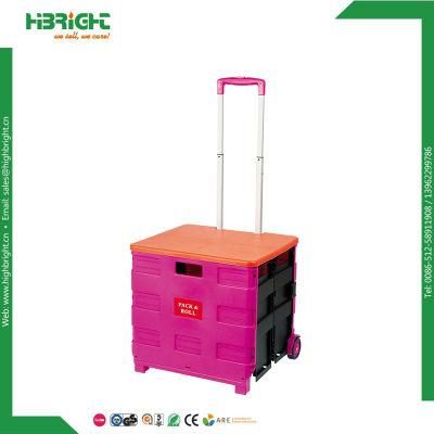 Plastic Folding Grocery Cart Pack Roll Folding Trolley