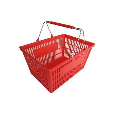 Wholesale Upermarket Plastic Shopping Basket Dhouble Hand Basket