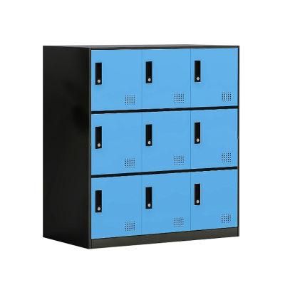 Small Metal 9 Door Cabinet School Lockers with Key Lock