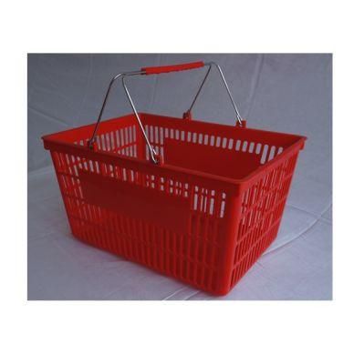 Good Quality Plastic Supermarket Shopping Basket with Metal Handle