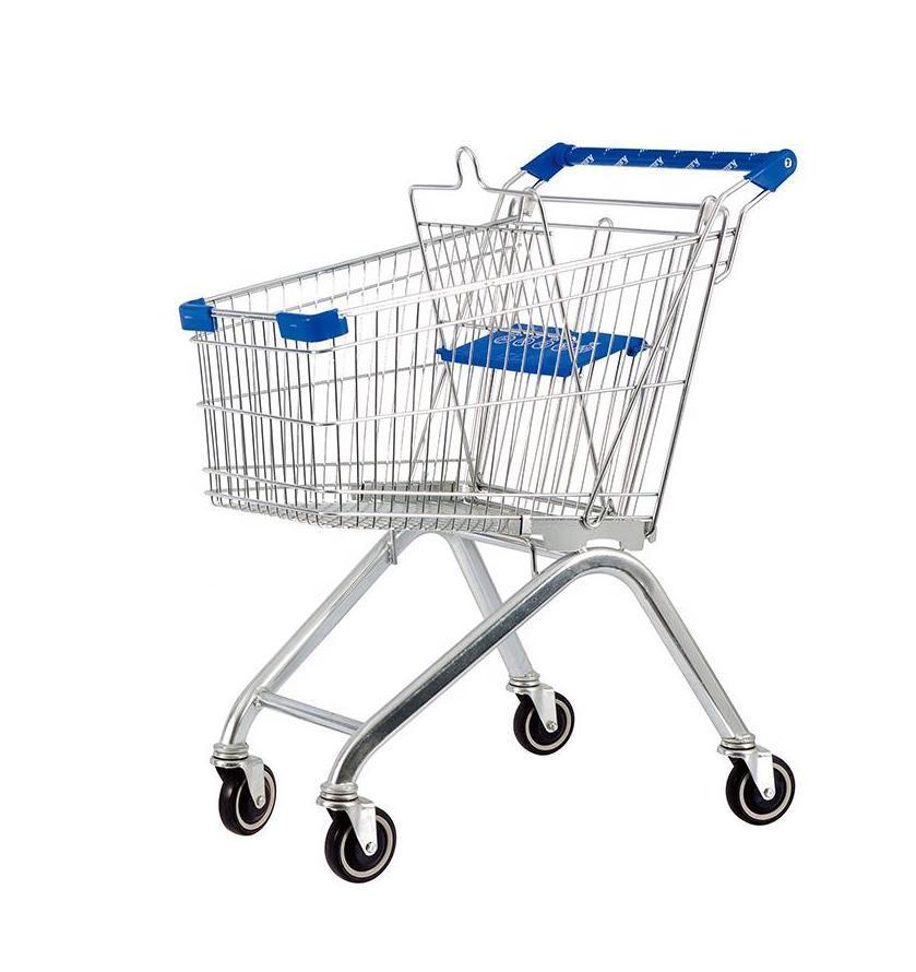 European Style Cart Supermarket Metal Folding Shopping Trolley