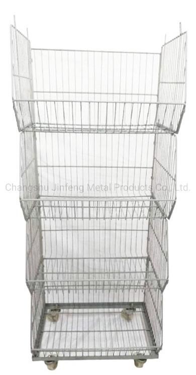 Detachable Metal Removable Storage Cage Supermarket Display Cage with Wheels