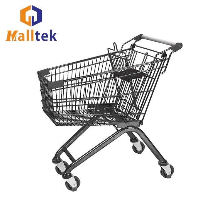 Modern Metal Wire 210L Convenience Store Trolley with 4 Wheels