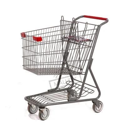 Durable Metal Rear Wheel Directional American Style Supermarket Trolley