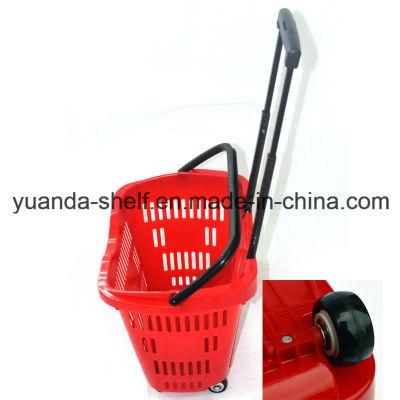 Virgin Plastic Supermarket Customer Shopping Wheel Basket