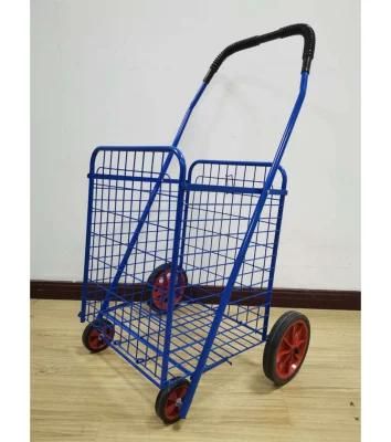 Manufacturer Metal Large Size Folding Shopping Trolley Supermarket Rolling Cart