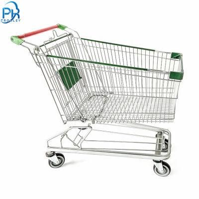 Supermarket Shopping Trolley Cart Metal Surface with Customized Logo