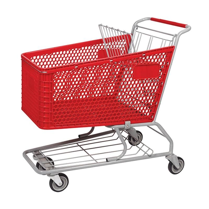 Supermarket Shopping Cart Plastic Folding Grocery Cart Trolley Supermarket Grocery Shopping Cart