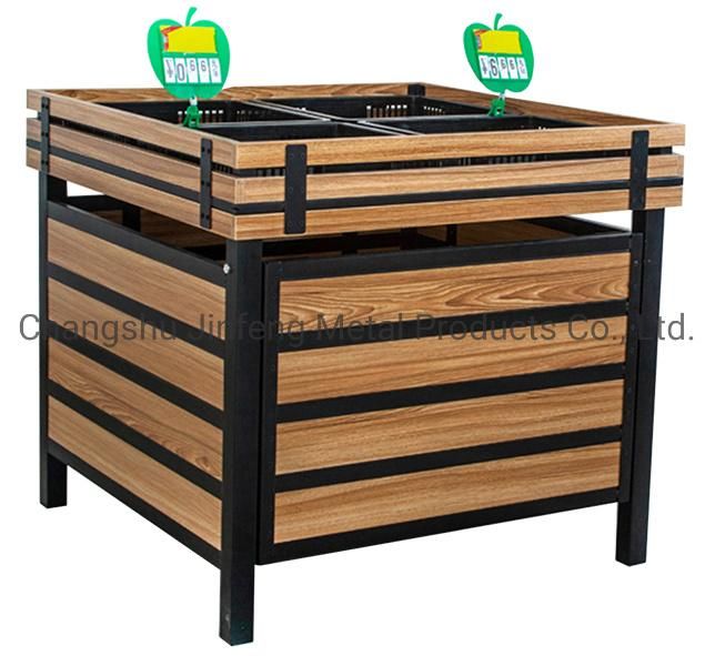 Supermarket Shelf Cold-Rolled Steel & Wooden Fruit and Vegetable Display Shelves