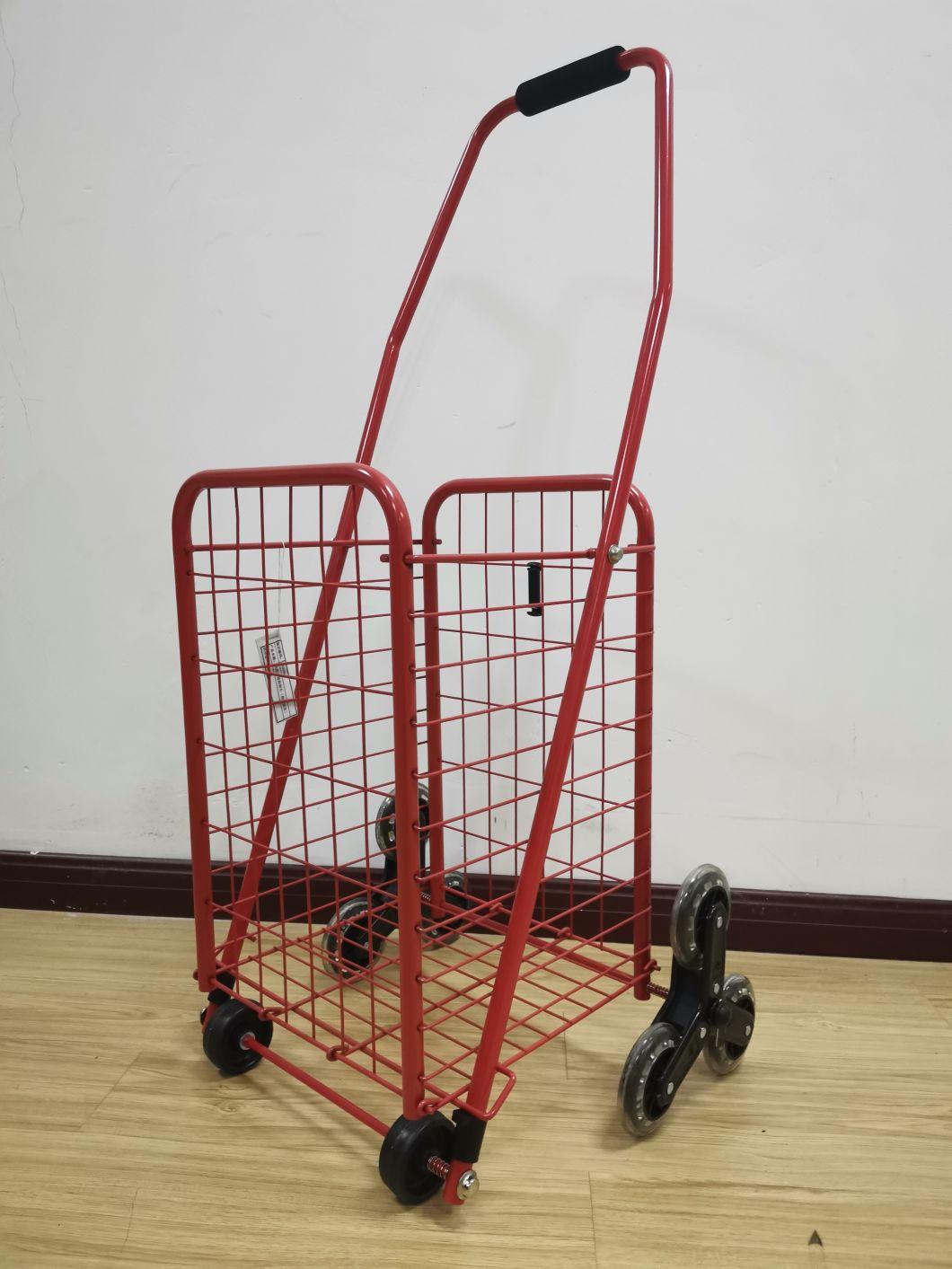 China Hot Selling Steel Portable Shopping Cart Collapsible Supermarket Trolleys