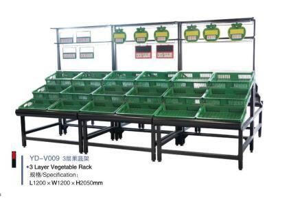 Used Market Rack 2 Layer Stainless Steel Vegetable Display Rack