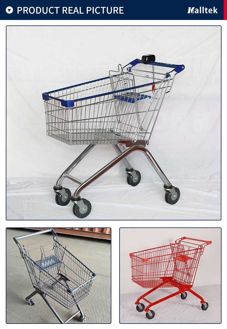Wholesale European Style Shopping Supermarket Trolley Cart with Coin Lock