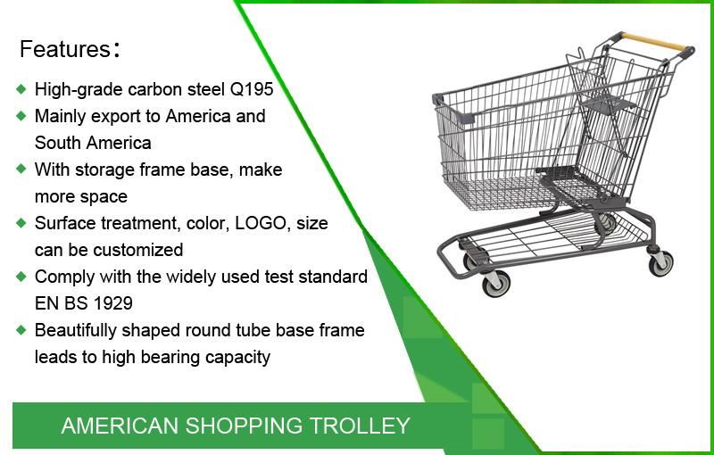 210L European Modern Escalator Metal Supermarket Carts