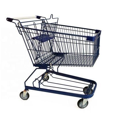 High Capacity Manufacturer Hot Sale Rolling Metal Shopping Trolley Cart