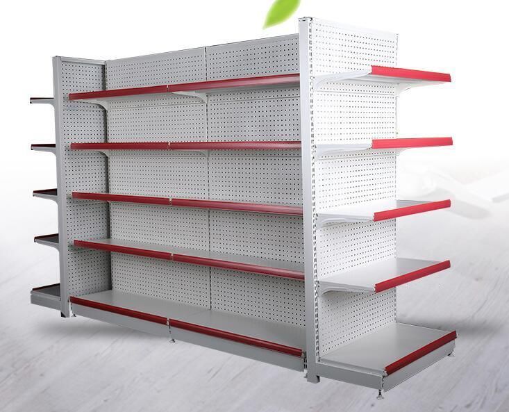 Supermarket Store Sided Gondola Shelving Metal Display Shelves