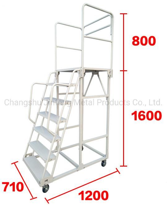 Warehouse Metal Step Ladder Movable Platform Step Ladder Cart