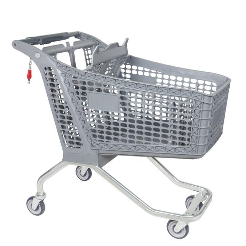 Four Wheels Store Equipment Plastic Shopping Trolley Cart for Supermarket