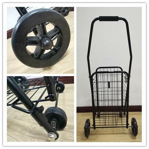 Factory Foldable Design Grocery Shopping Trolley Carts Metal Rolling Handcart for The Elderly