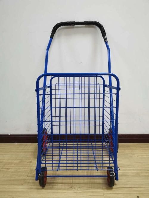 64L Large Volume Iron Foldable Shopping Trolley Cart