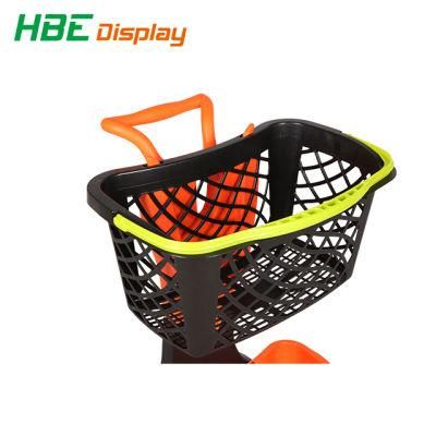 Pick-up 2 Tiers Plastic Double Baskets Shopping Trolley Cart