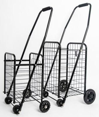 China Wholesale Metal Foldable Rolling Shopping Trolley Wheeled Grocery Cart