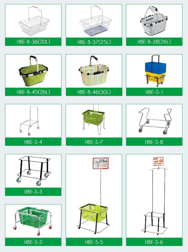 Metal Wire Mesh Supermarket Storage/Shopping 2 Handles Basket