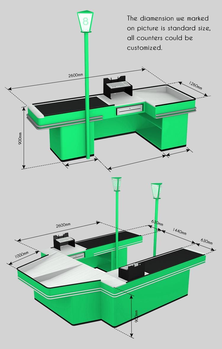 Supermarket Metal Wooden Checkout Counter