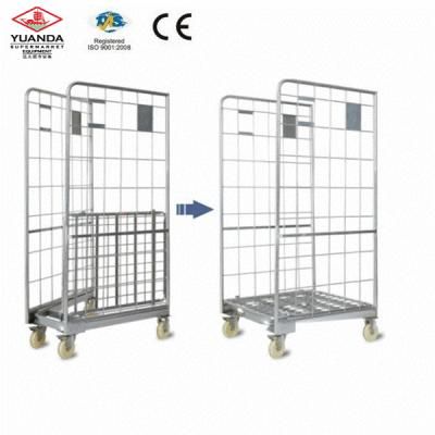 Wheeled Storage Stackable Container Logistic Rolling Cage Folding Warehouse Trolley