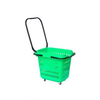 Luxury Large Capacity Four Wheels Double Handle Shopping Basket Trolley