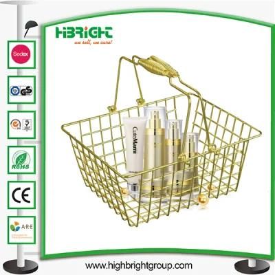 Supermarket Cosmetic Stores Metal Golden Wire Shopping Basket