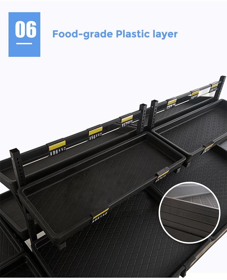 Plastic Tray Double Side Island Vegetable Produce Display Rack