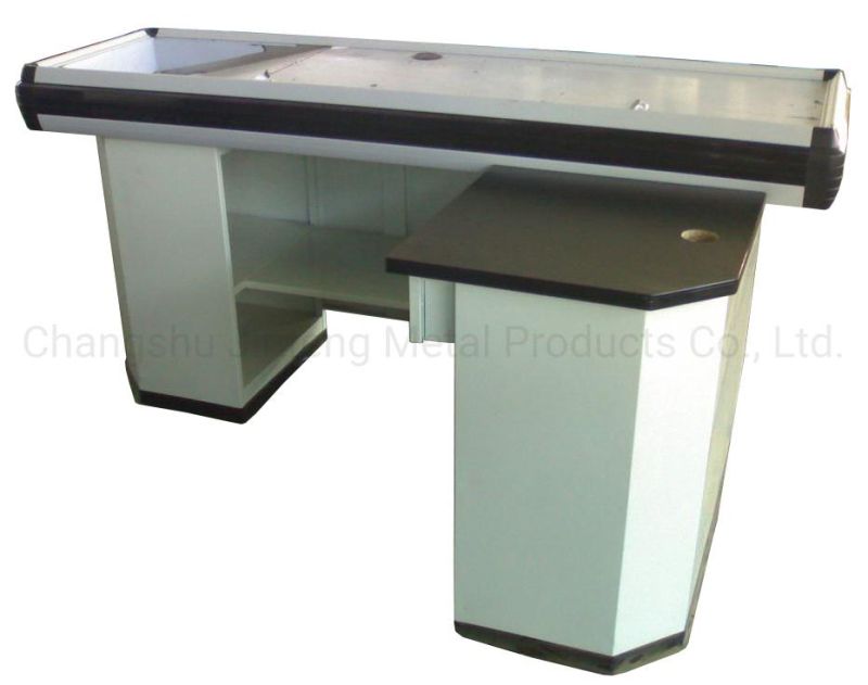 Supermarket Metal Furniture Cash Counter Customized Cashier Desk