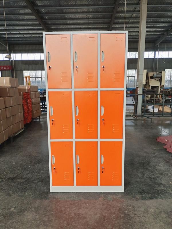 9 Door Compartments Iron Metal Storage Locker