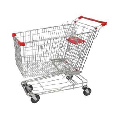 Popular Galvanized 180L 4 Wheels Grocery Trolley with Coin Lock