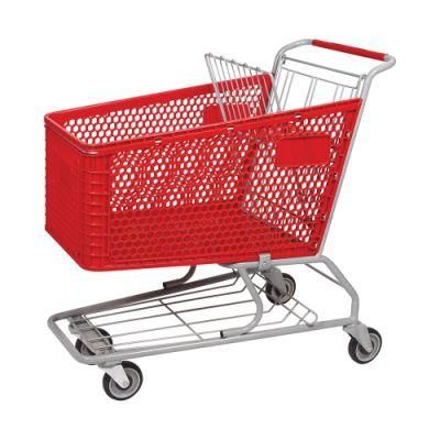 80L Small Double Layers Design Plastic Shopping Cart