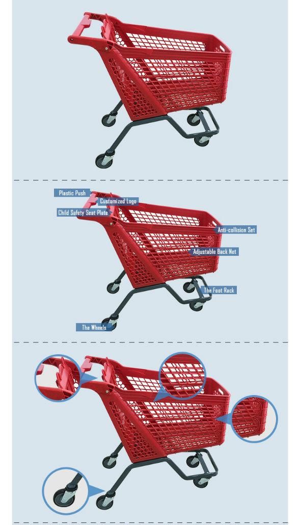 Supermarket New Design Plastic Shopping Cart High Quality Shopping Trolley