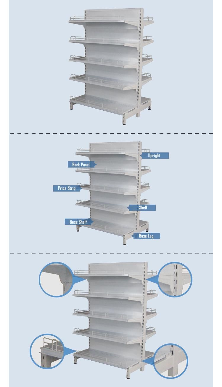 Various Styles Supermarket Display Shelf, Display Stand for Gondola Shelving