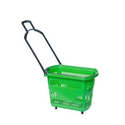 Shopping Basket 4 Wheels Supermarket Plastic Shopping Baskets