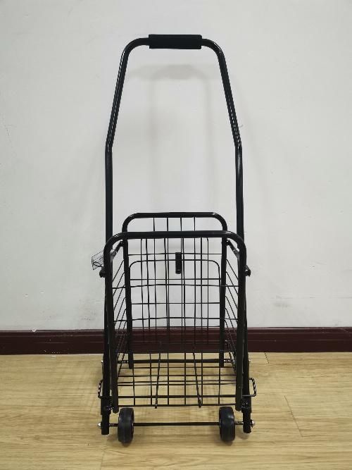 Four Wheeled Iron Shopping Trolley Foldable Cart with 21L Volume