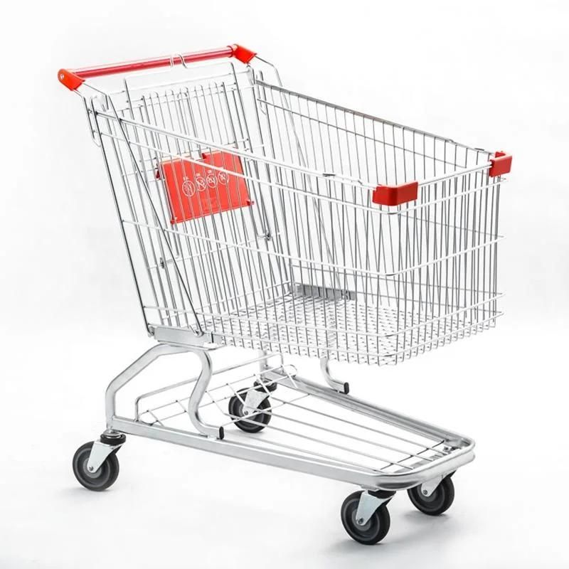 High Quality Metal Material Asian Style Shopping Trolley for Supermarket