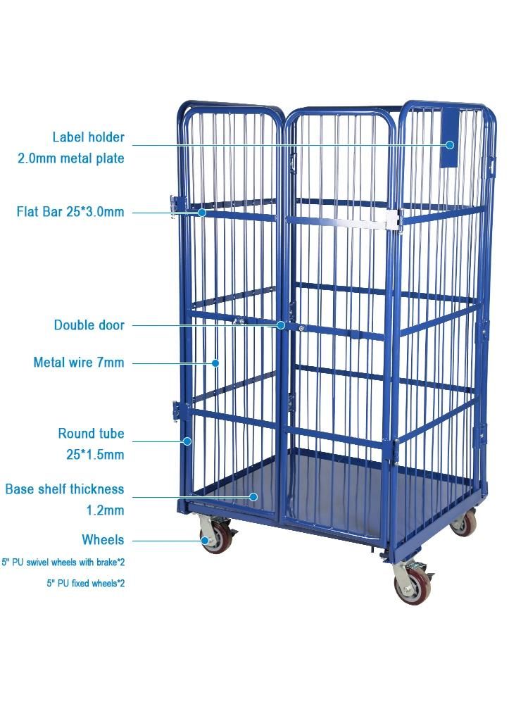 4-Side Rolling Cage Laundry Container